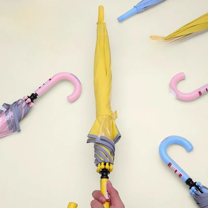 Kids Long Handle Safety Umbrella Automatic Open Windproof Reinforced Frame Rain Protection for School Students Daily Use 아동 장우산