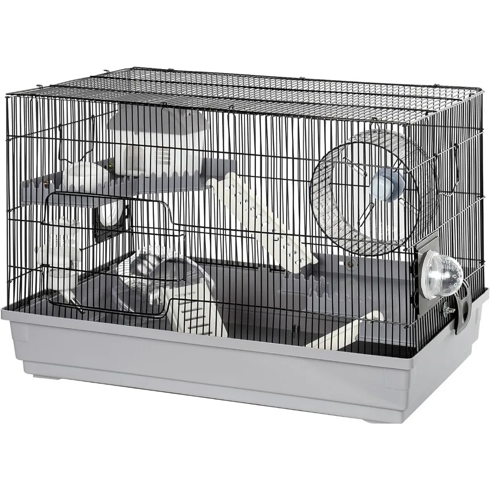 

Hamster Cage Starter Kit 22″Lx12″Wx15″H with Spacious Platforms, Exercise Wheel, Hide-House, Water Bottle, Bathtub, L