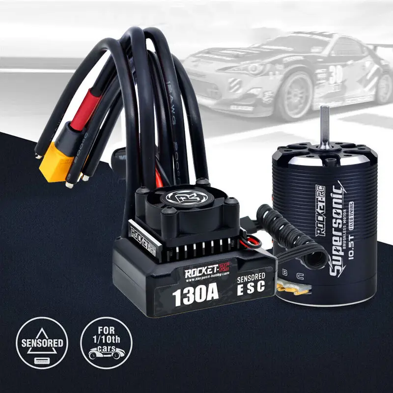 Supersonic 540 Sensored Brushless Motor 130A ESC Program Card Combo for 1/10 Drift  RC Car Upgrade