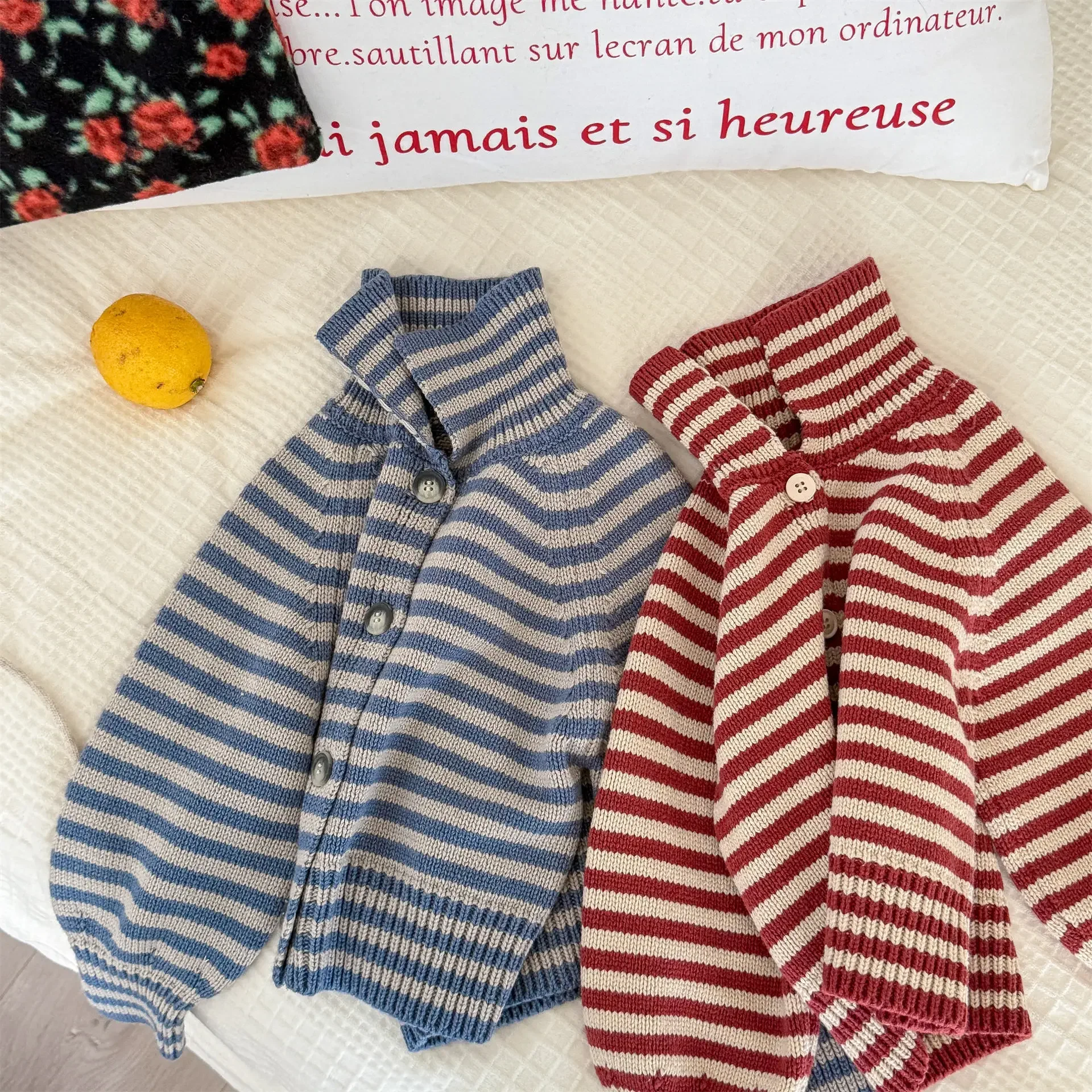 Childrens Outerwear  Autumn Korean Sweater Knitted Sweater Striped Daily Fashion Versatile Temperament Wear