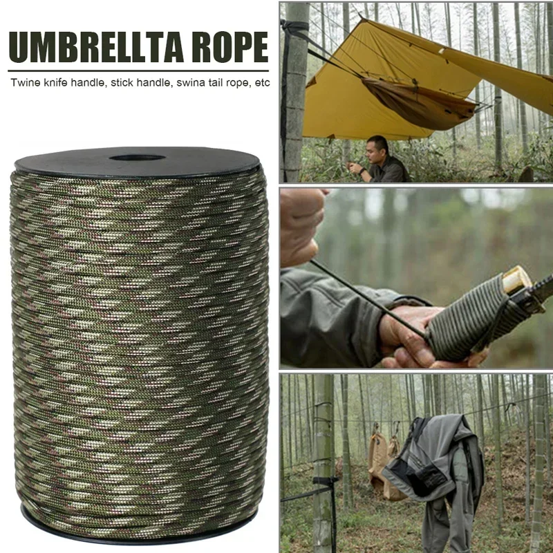 Cuerda de paracord de 650, 4 mm, 9 hebras, 50 m/100 m, equipo de supervivencia para acampar al aire libre, pulsera DIY, cuerda para tienda de campaña, cuerda de paracaídas