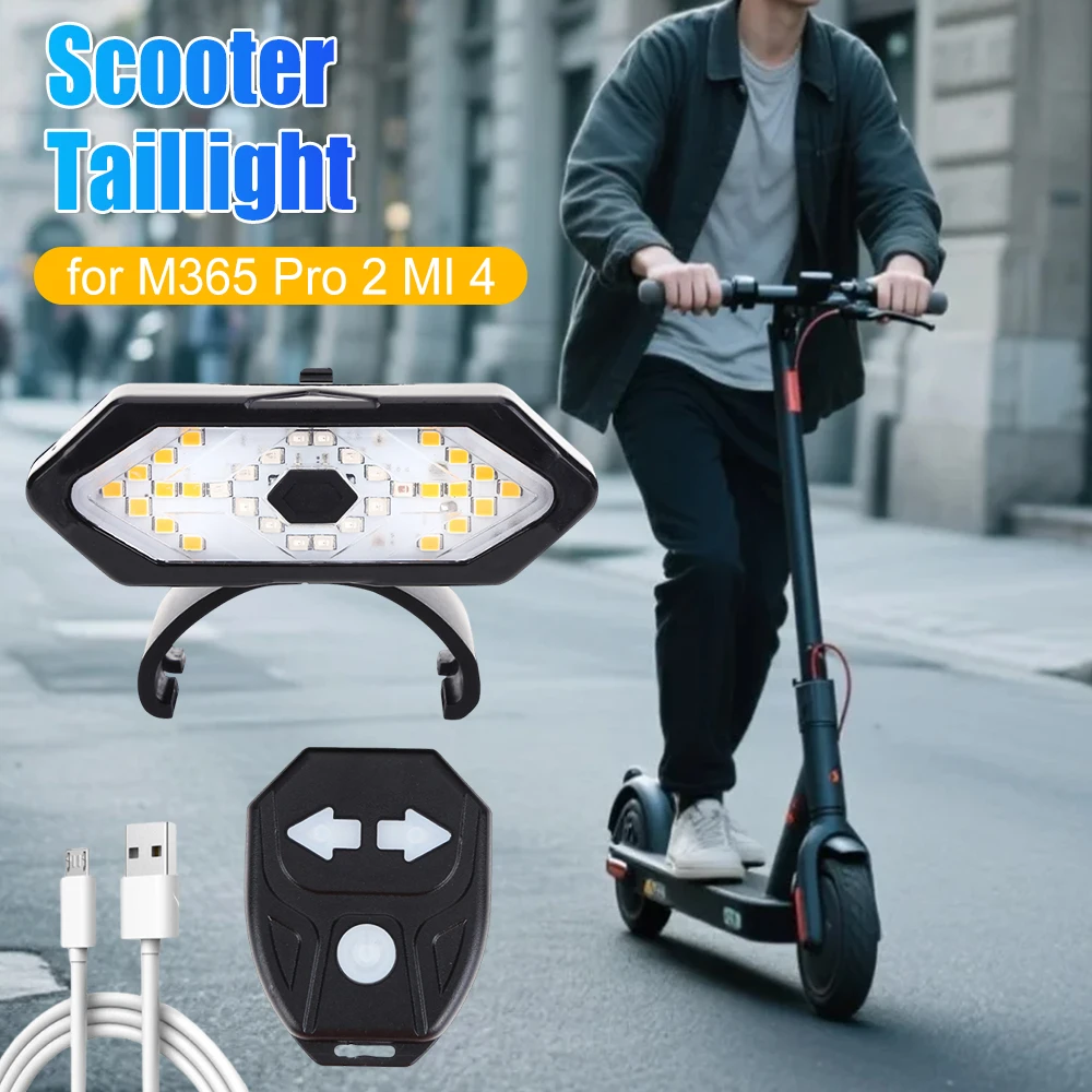 

Scooter Turn Signal Safety Light Smart Wireless Remote Control LED Warning Lamp Micro USB Rechargeable for M365 Pro 2 MI 4
