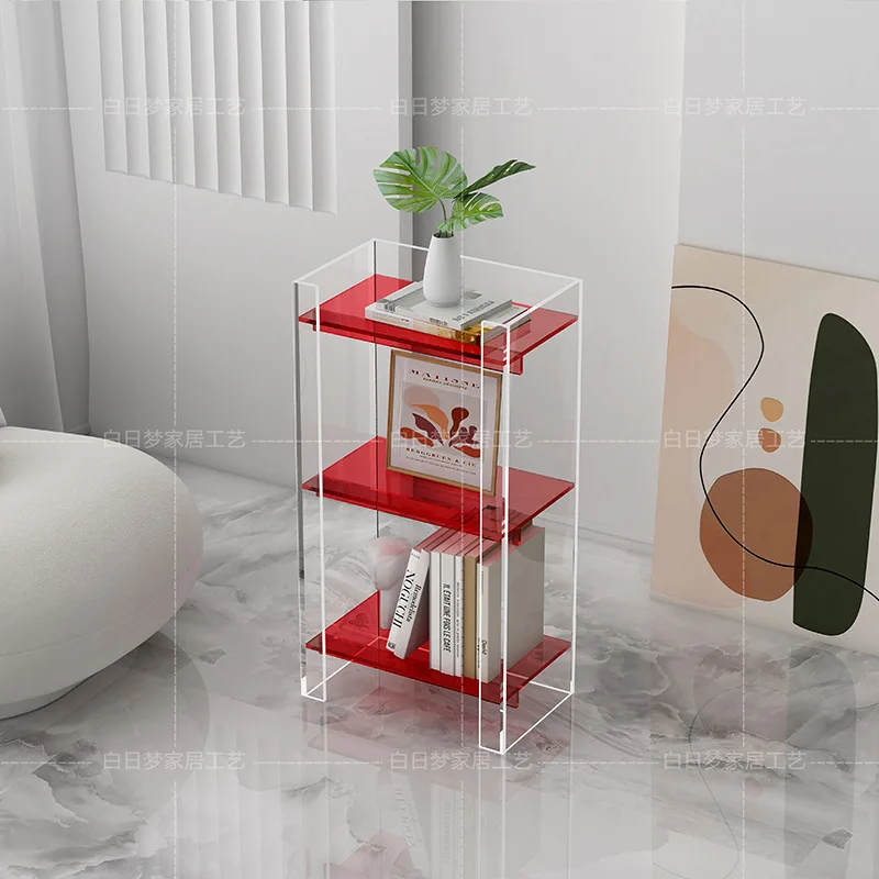 Nordic style color matching acrylic bookshelf, living room display rack, simple multi-layer floor rack, commercial storage rack