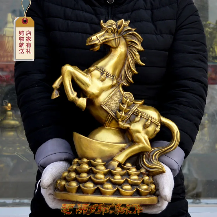 GOOD  HOME Lobby OFFICE Company Shop FENG SHUI ART GOOD LUCK Money Drawing Talisman auspicious GOLD Fortune horse Brass