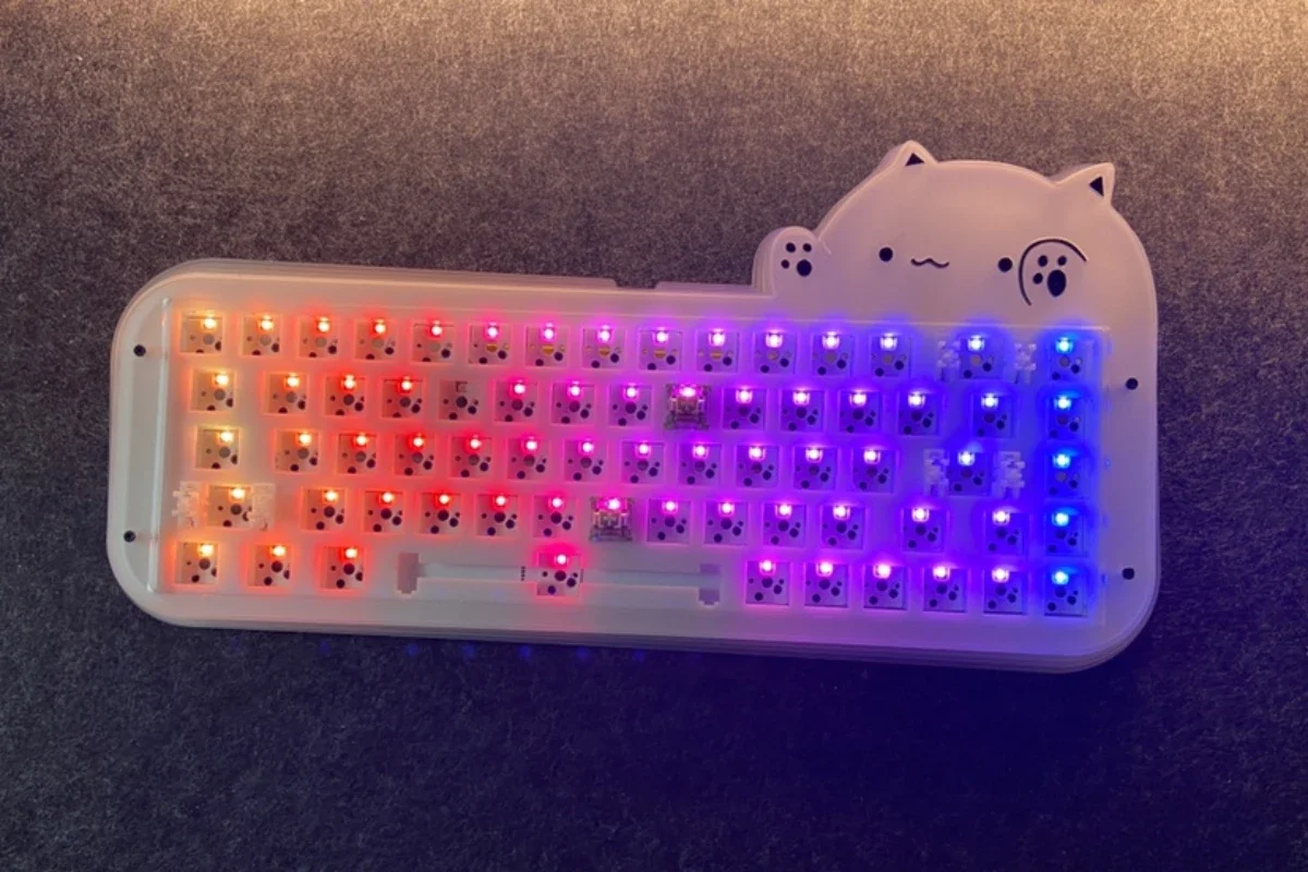 

68 Layout Cat Stacking Keyboard Kit Diy Custom Acrylic Case Single Mode Dual Mode Tri-mode RGB Hot Plug Keyboard Accessory Kit