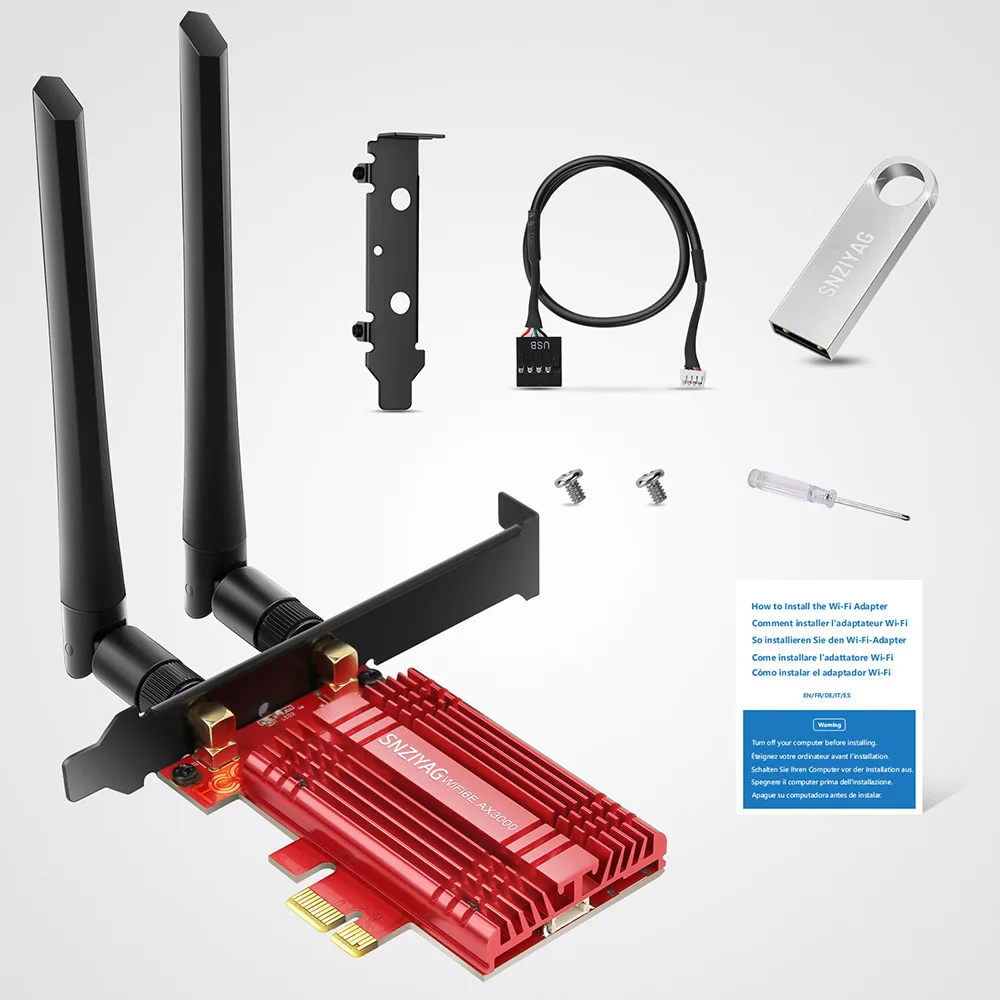 AX3000Mbps PCIe WiFi Card for PC WiFi 6E with Bluetooth 5.2 802.11AX Tri-Band (2.4/5/6Ghz) Wireless Wi-Fi 6 Card with MU-MIMO