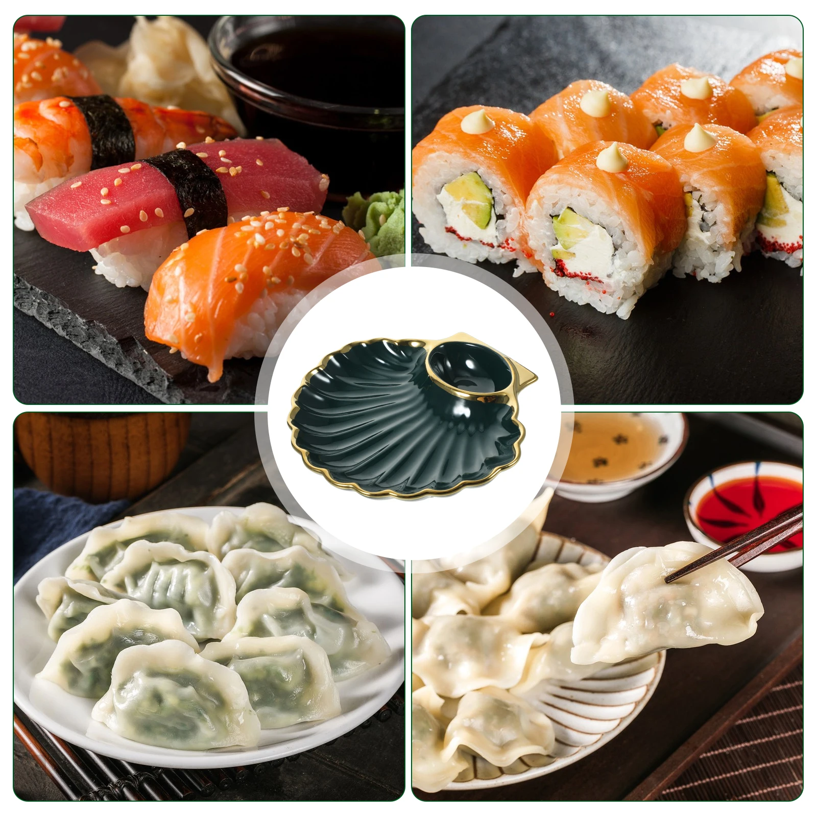 

1Pcs Practical Ceramic Dumpling Plate Perfect for Home Buffet Sushi Vinegar Dipping Bowl Dumpling Dish Sushi Dish