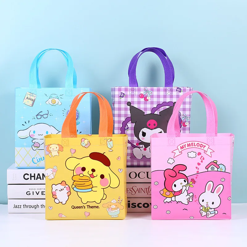 Sanrio Anime Melodie Kuromi bedruckte Vlies Stoff Tasche niedlichen Cartoon Cinnamon roll große Kapazität Trage tasche Artikel Aufbewahrung tasche