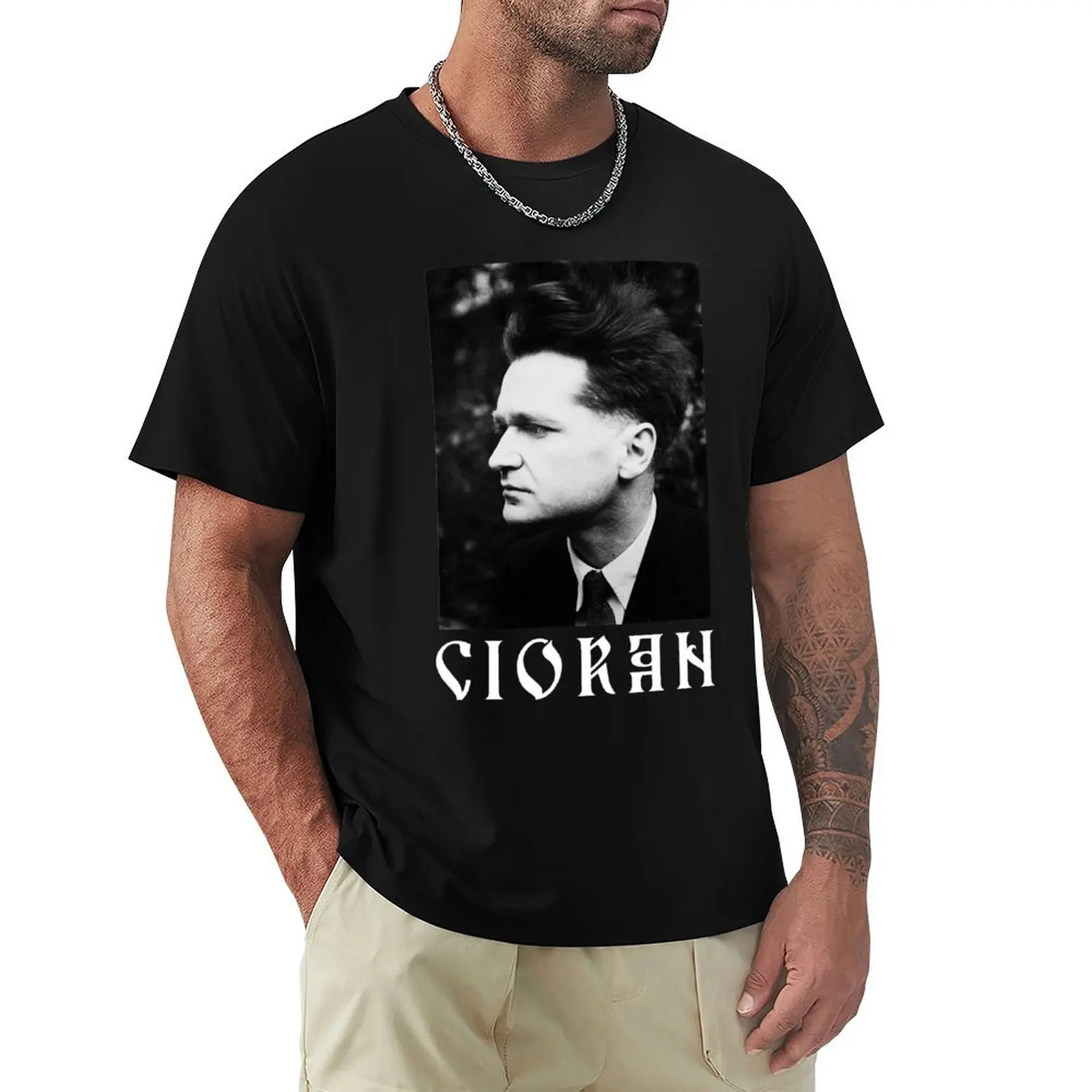 

E.M. Cioran Black Metal Style Logo T-Shirt korean fashion shirts graphic Anime t-shirt anime figures workout shirts for men