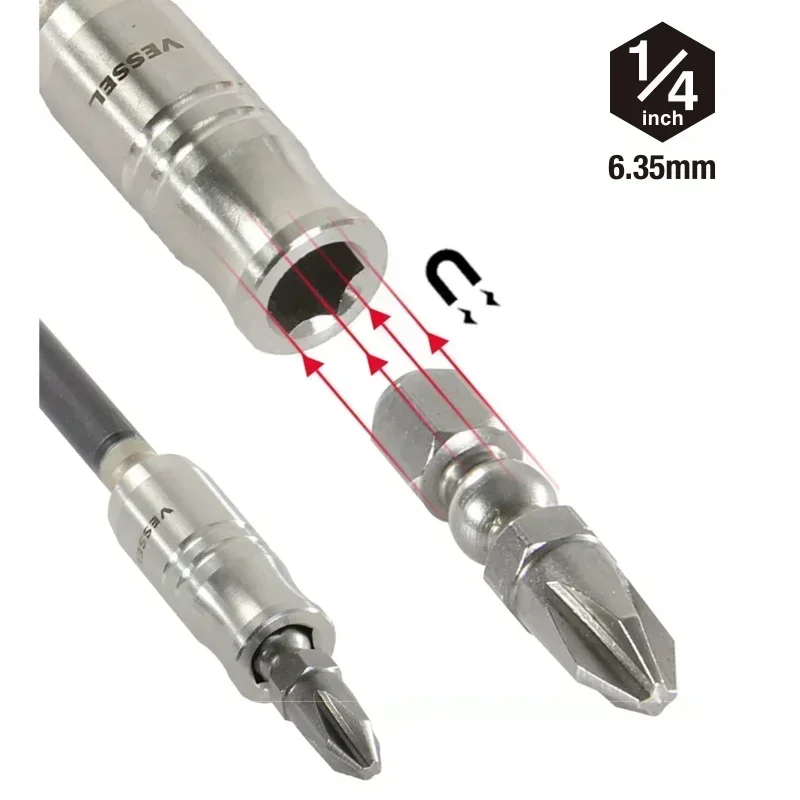 VESSEL N0.2200MBH11 Ball Grip Ratchet Screwdriver Set with Replaceable Screwdriver Bits Drill Bit Set Hand Tools