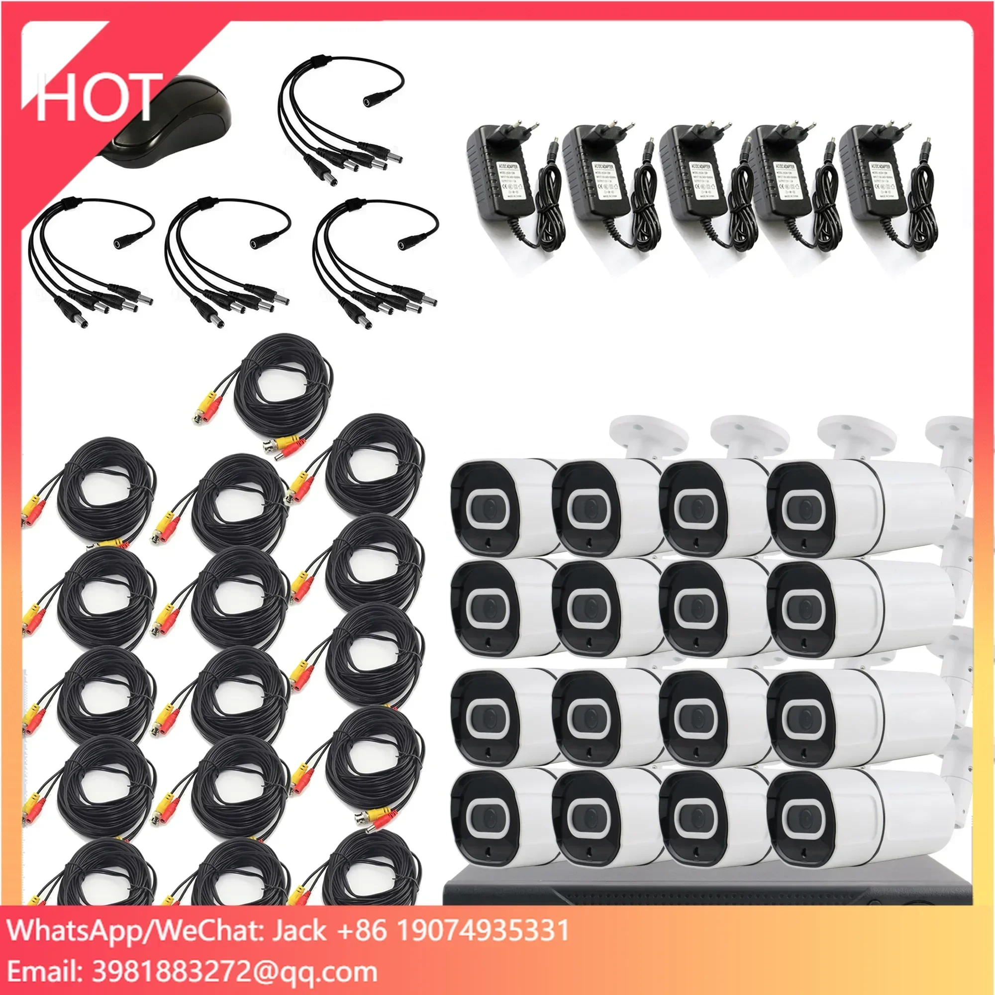 Hot Sale 5MP Waterproof Outdoor Bullet Cctv Security Camera HD Complete Kit AHD 16ch Analog Camera Kit Audio Mic with Camara