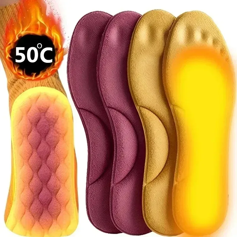 2/6pcs Winter Self Heating Insoles Thermostatic Thermal Insole Massage Memory Foam Arch Support Shoe Pad Heated Pads Men Women