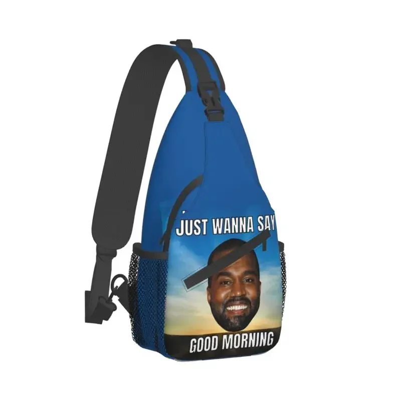 Funny Kanye West Meme Crossbody Sling Backpack Men Custom POP Rapper Shoulder Chest Bag for Cycling Camping Daypack