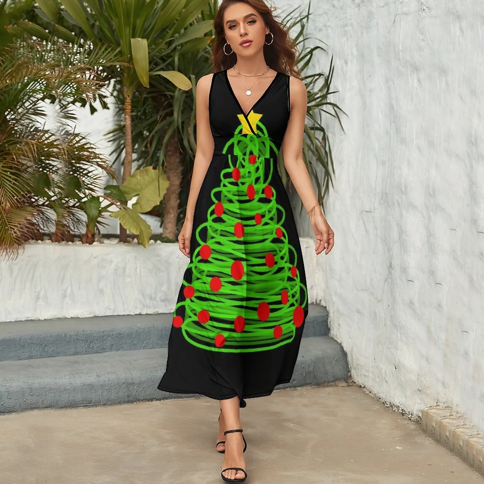 Christmas tree Sleeveless Dress Long dresses summer women's suit