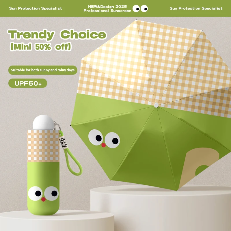 5-Folding 8-Ribbed Pocket Mini Umbrellas Children Cartoon Patterned UV Resistant Small Portable for Sunny and Rainy Days