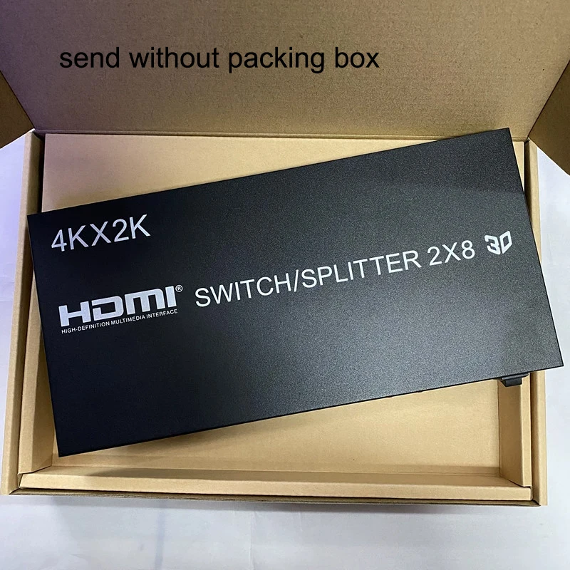 4K 2x8 HDMI Switch Selector 3D 2 in 8 Out HDMI Splitter 1 To 8 Monitor Display for PS4 PS5 Xbox DVD Laptop PC To TV Projector