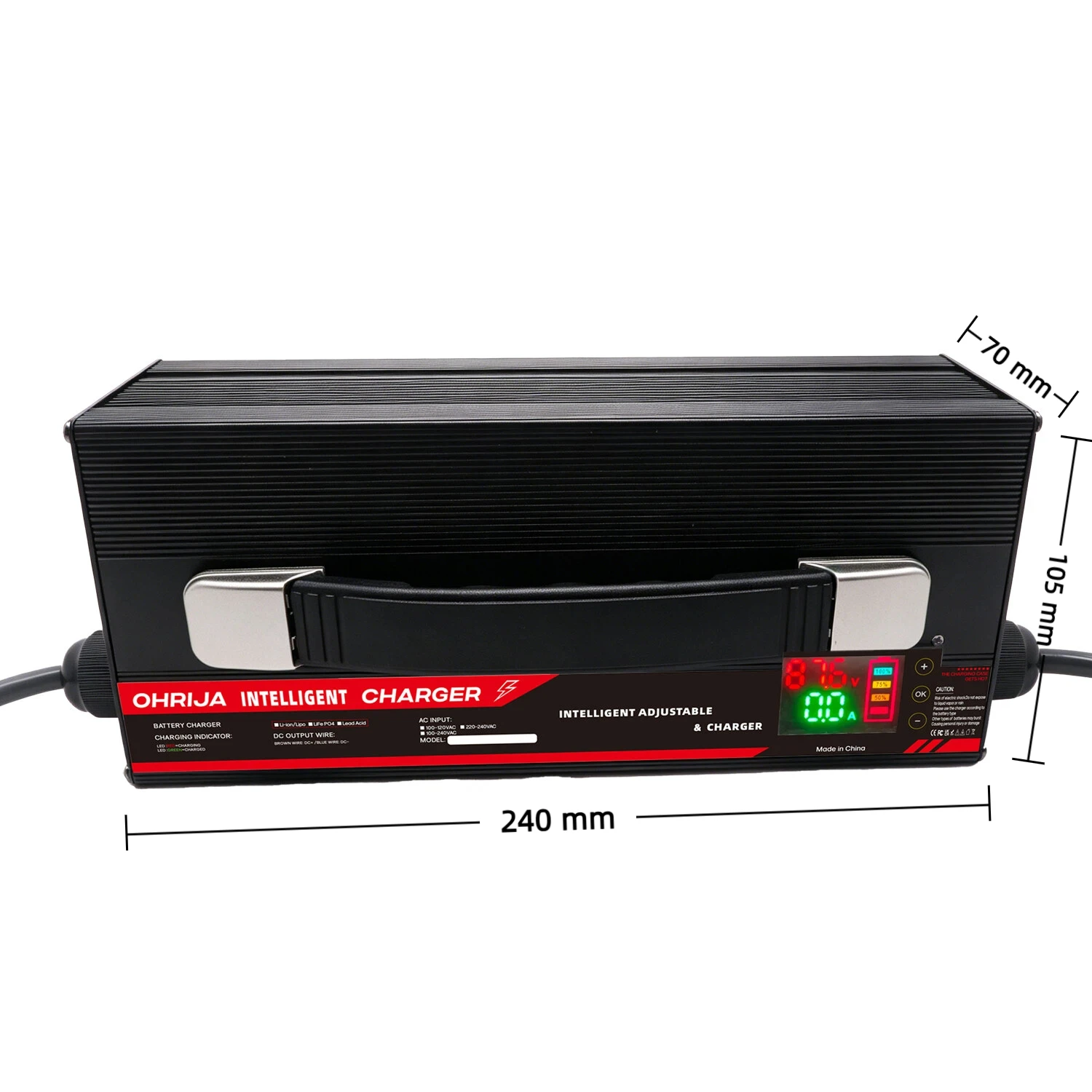 Adjustable Voltage Current Charger 9.6-88.2V 2-20A LCD Display CC/CV Power Supply for Lithium Lead-Acid Battery