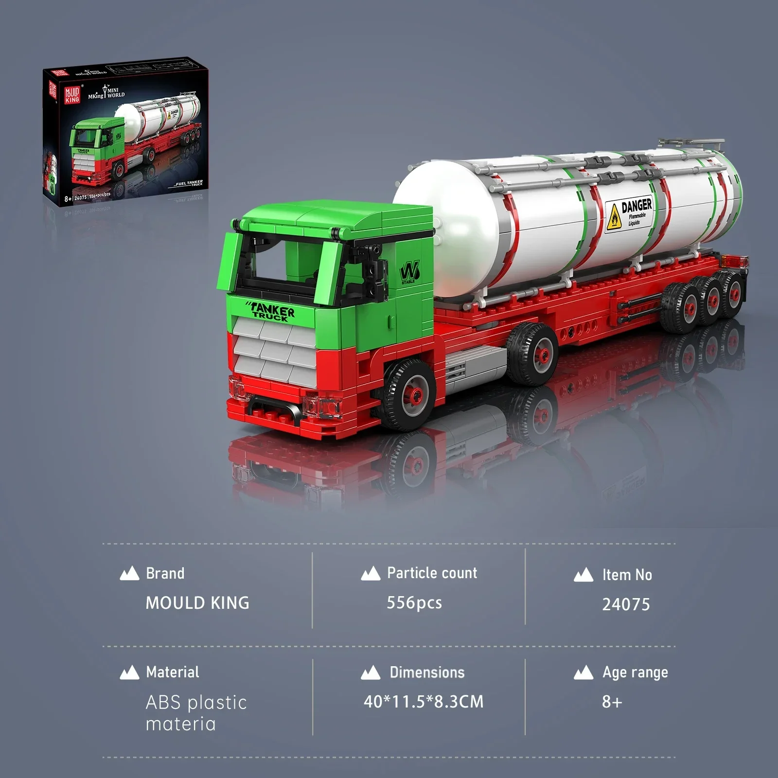 Mould King 24075 Oil Tank Truck Model Building Blocks Set 556pcs Mini World Series DIY Bricks Toys for Kids Gifts