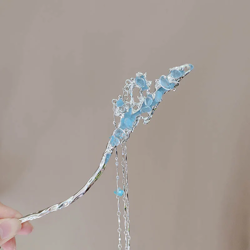 เครื่องประดับผมพู่สไตล์จีน, กิ๊บติดผมสีฟ้ามหาสมุทร, กิ๊บติดผมเรียบง่าย, อุปกรณ์เสริมเครื่องประดับศีรษะฮันฟูสไตล์โบราณ