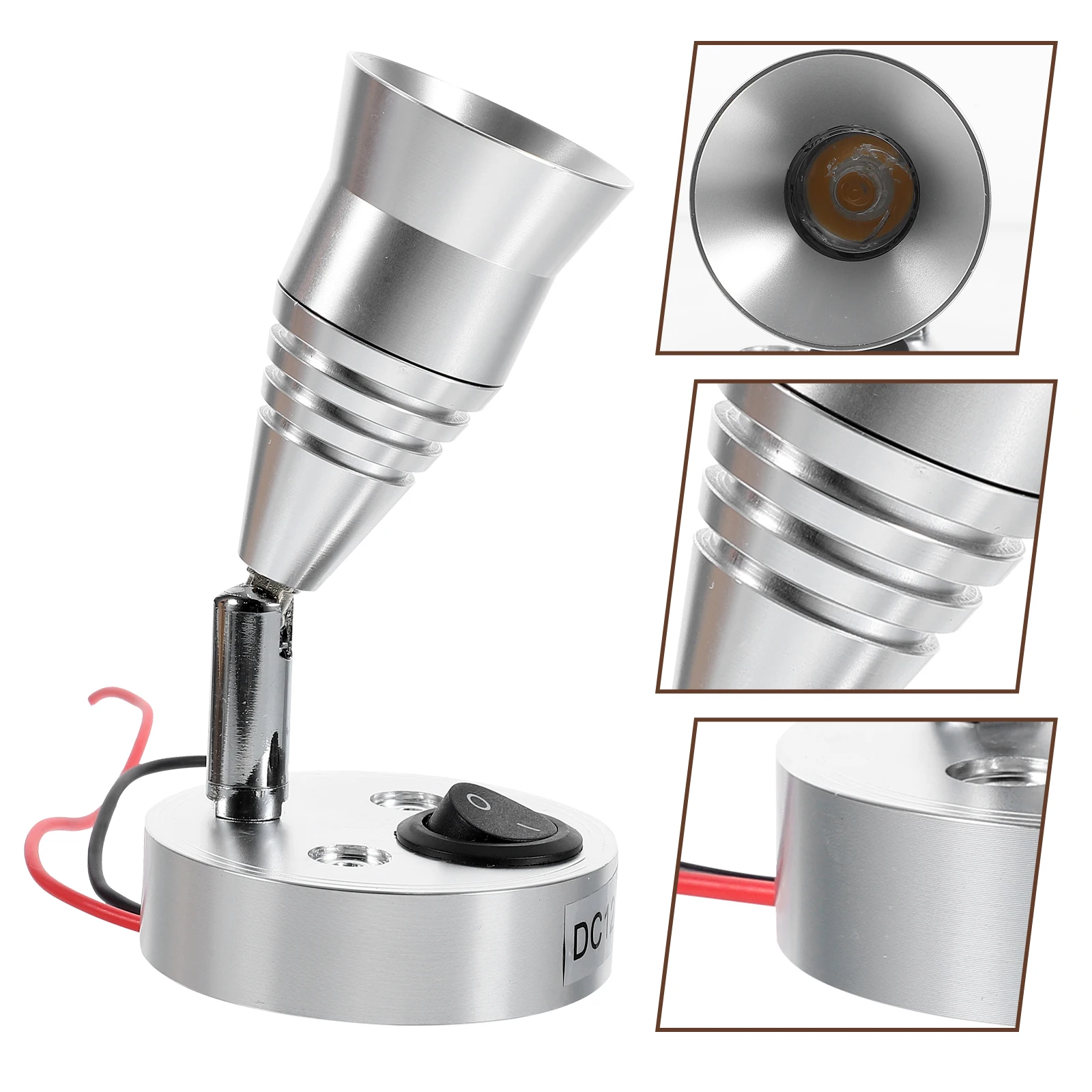 

Светодиодная лампа для чтения с переключателем 12-24 В, 3 Вт, низковольтный светильник для автодома для учебы, рабочего освещения, теплый белый, серебристый, маленький, яркий, низкая мощность