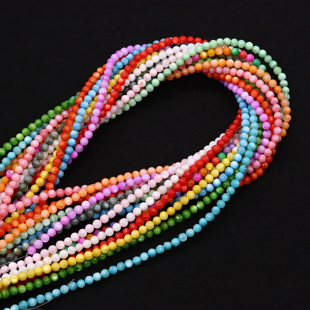 Cuentas de concha Natural de 2/3/4mm, cuentas de aislamiento sueltas de nácar de forma redonda para la fabricación de joyas, collar de pulsera DIY