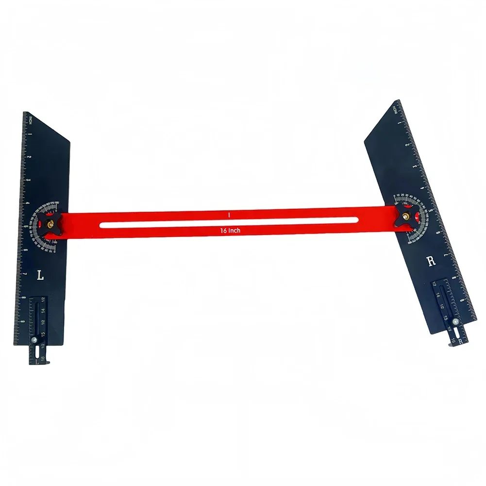 1set Stair Tread Template Tool Adjustable Aluminum Stair Ruler Measuring Tool Sliding Rectangular Rods Gauge For Home Projects