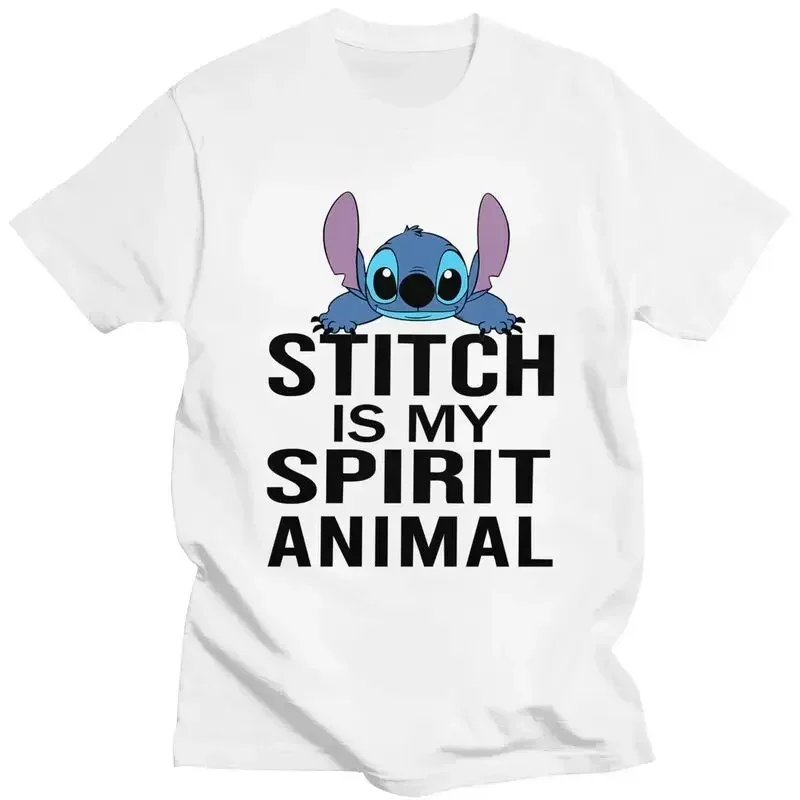

Short Sleeve Tops Stitch Is My Spirit Animal T Shirt Short Sleeves Cotton Tshirt Novelty T-shirt Casual Anime Tee Clothes