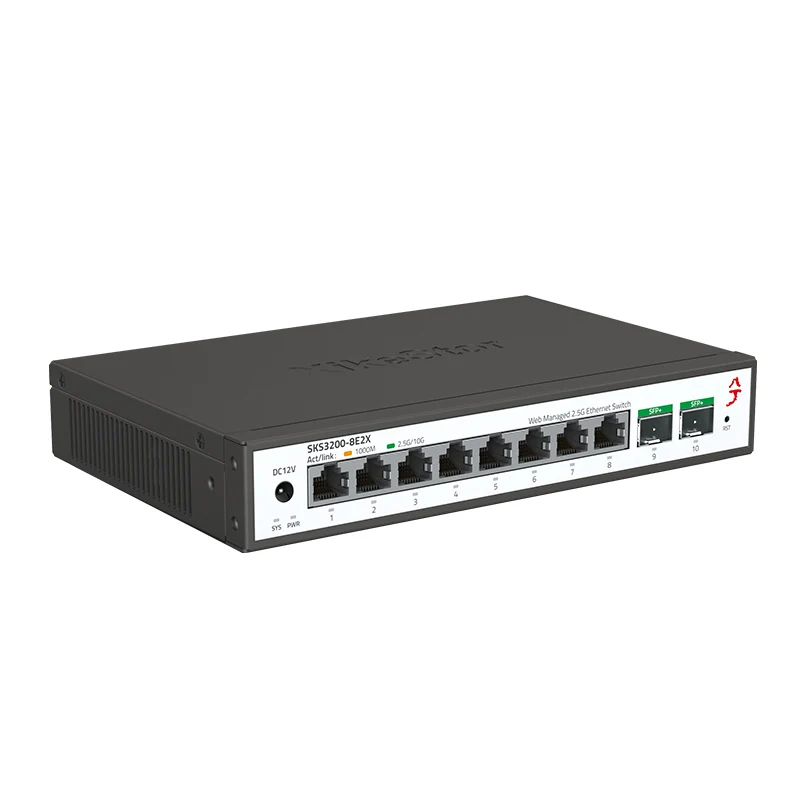 XikeStor SKS3200-8E2X 2.5G Layer 2 Managed Switch  8x 2.5GbE RJ45+ 2x 10G SFP+, Supports Link Aggregation and VLAN Segmentation