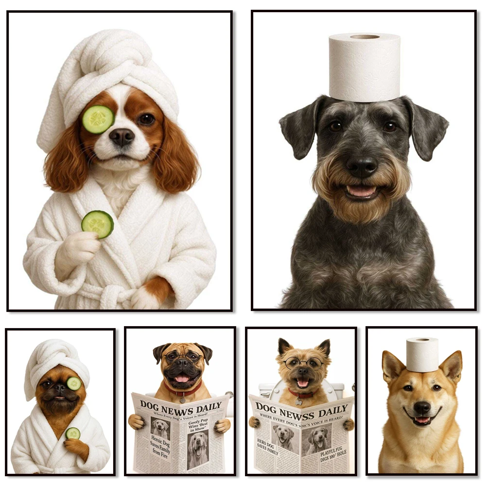 Cairn Terrier, Terrier checo, Rey Cavalier Charles Spaniel, Canaan Terrier, Bullmastiff, Bruselas Griffon Póster de lectura para inodoro