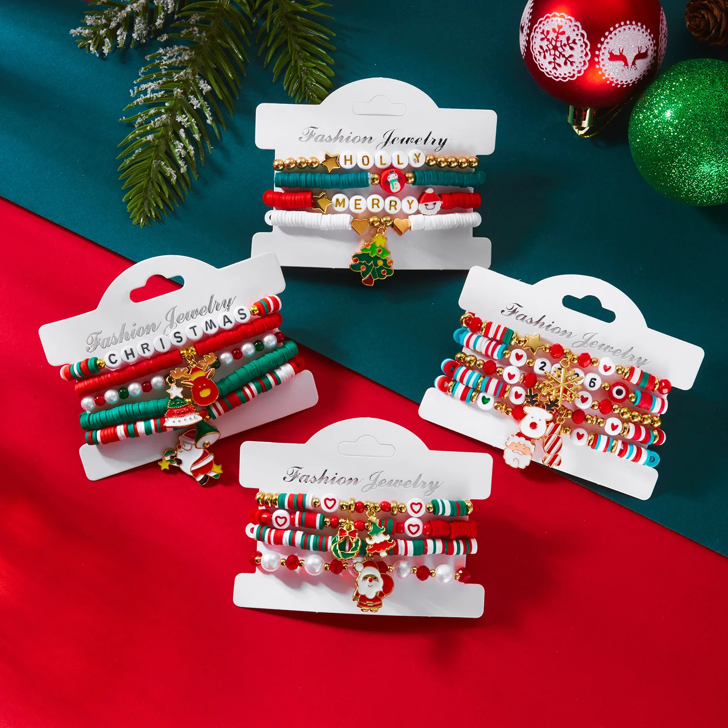 Christmas Bracelet Christmas Tree Snowflake Old Man Pendant Bracelet Set
