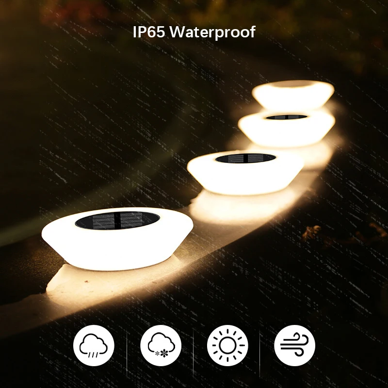 4Pack Solar Lights Outdoors,360° LED Floor Lamp,IP65 Waterproof with On/Off for Garden,Yard,Backyard,Driveway,Lawn Room Decor