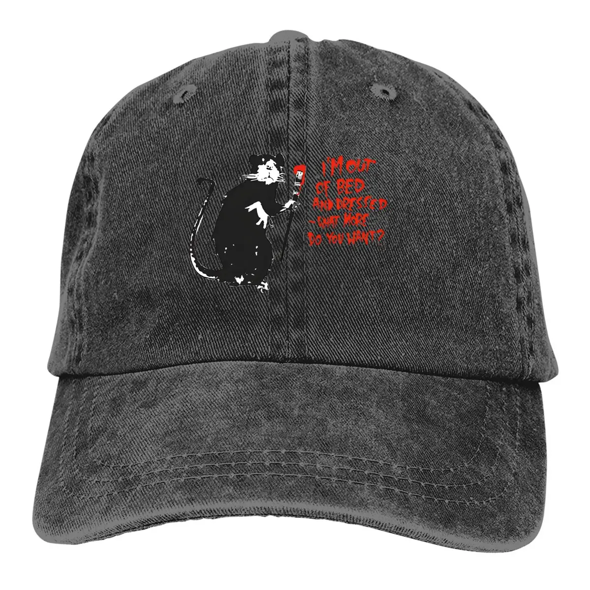 

Out Of Bed Rat Baseball Cap Men Hats Women Visor Protection Snapback Banksy Art Caps