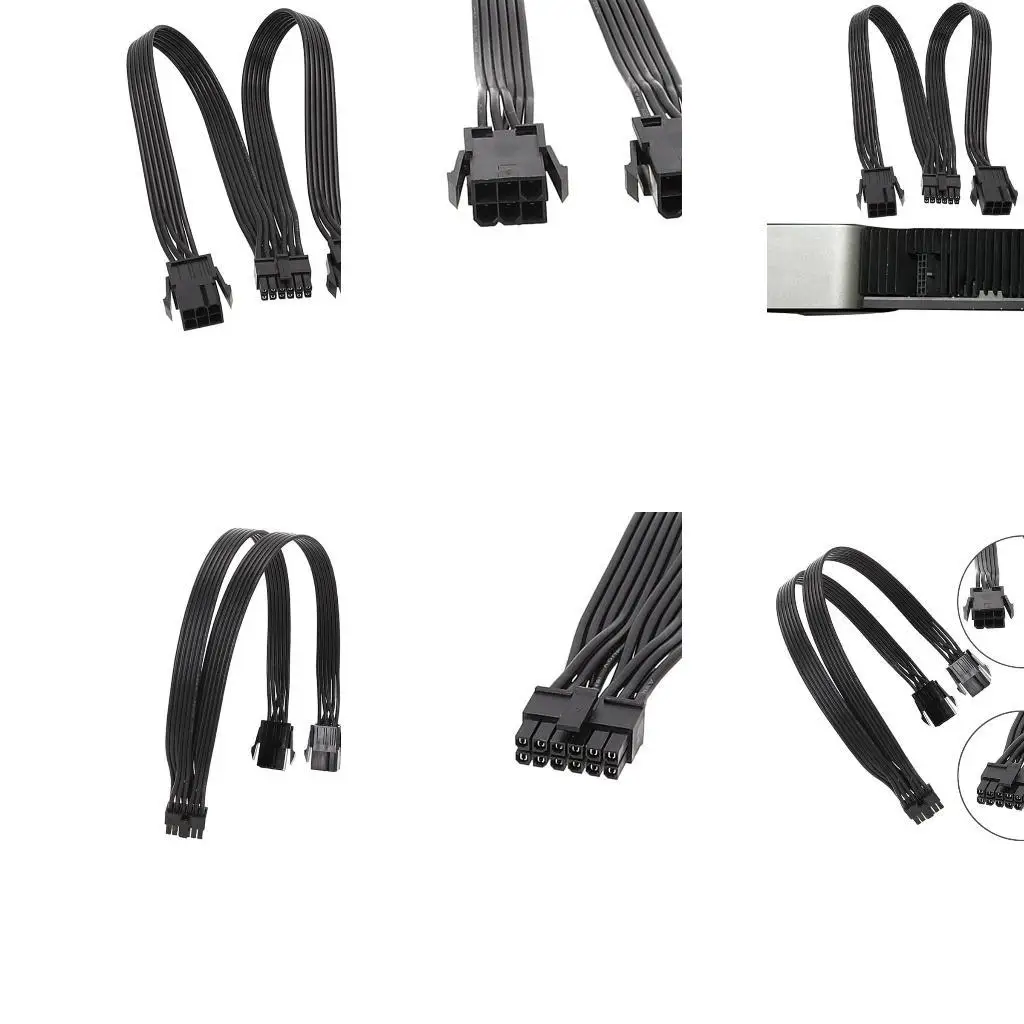 

Y1UB 12-Pin to Two 6Pin PCIe GPU Power Extension Cable for RTX30 Series Power Cord 30cm 11.8in for Graphics Card