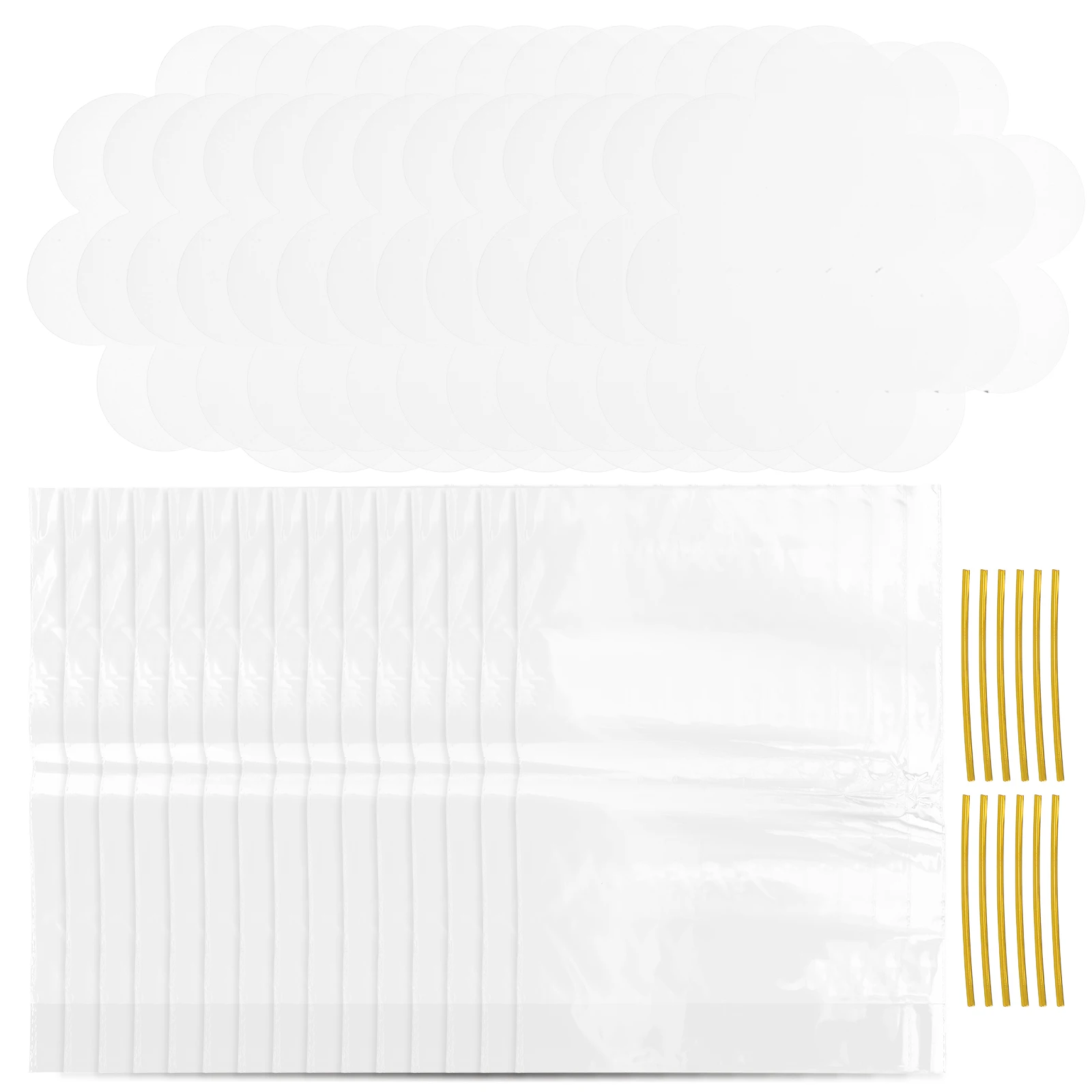 

100 Sets 6 Inch Cake Packaging Transparent Bags Paper Trays Bread Ties Food Storage Suitable Daily Baking Needs Pastry Base