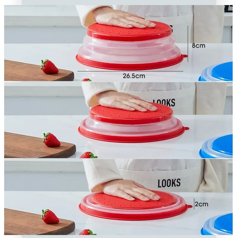 Folding Microwave Oven Heating Cover, Multifunctional Silicone Foldable Fresh-keeping Cover, Oil-proof & Splash-proof