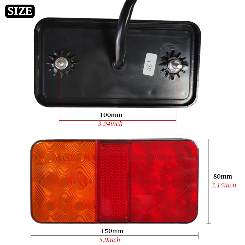 2PCS 12V 10 LED Tail Light Taillight Turn Signal Indicator Stop Lamp Rear Brake Light for Car Truck Trailer Caravan