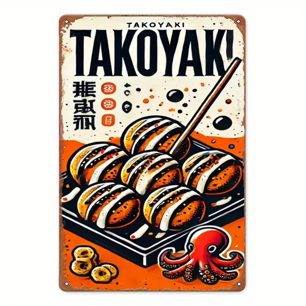 Letrero Metálico Takoyaki de TakoyakiWallGifts | Decoración Japonesa Auténtica | Amantes de la cocina, los cafeterías y el sushi | Arte Rústico | Hierro Fundido