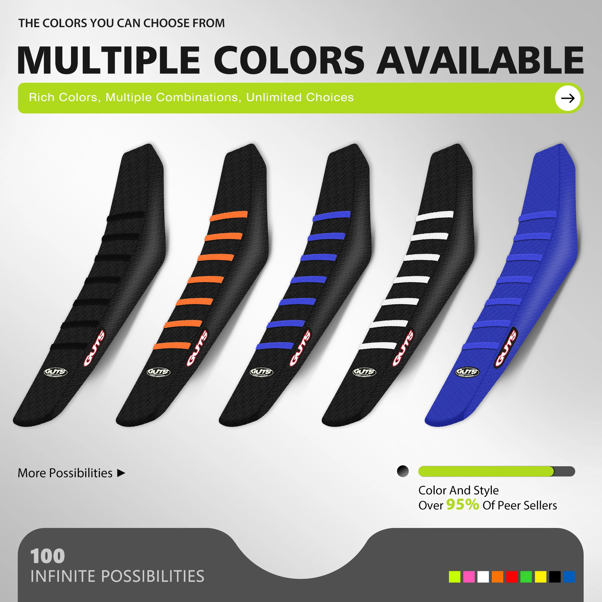 DSMTECH Universal Ribbed Seat Cover Rubber Soft Non-slip For Honda Yamaha Suzuki Kawaski Dirt Bike Off Road Accessories image 2