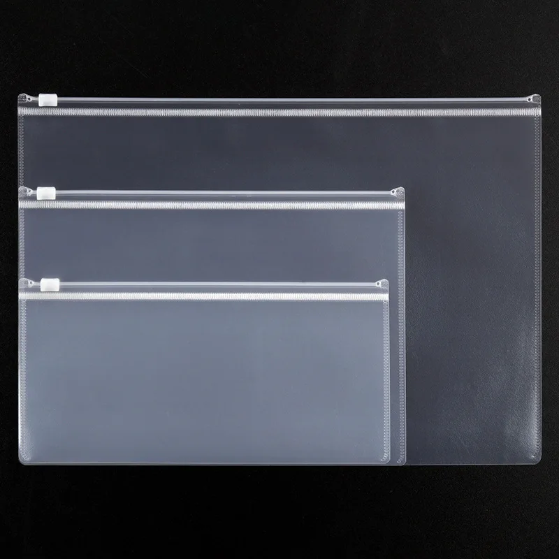 

Zipper Sealed Waterproof Transparent Stationery Bag Office Multi-functional Frosted Protective Film Document Invoice Bag