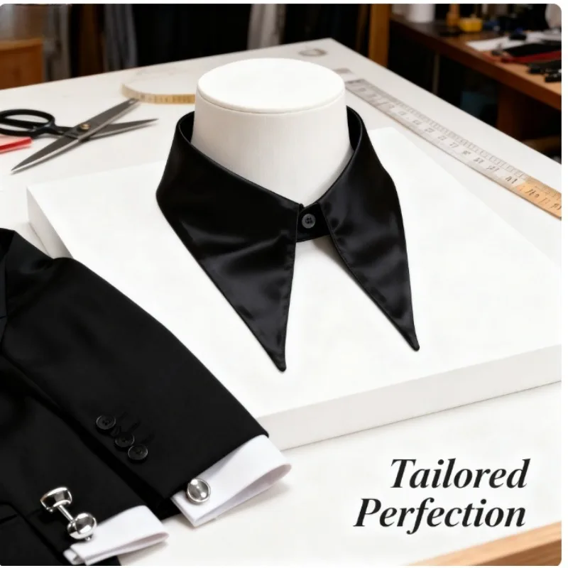 قميص مزيف بياقة مدببة كبيرة قابلة للفصل، إكسسوار للرقبة، قلادة عصرية للنساء للحفلات اليومية، تصميم متعدد الاستخدامات #3