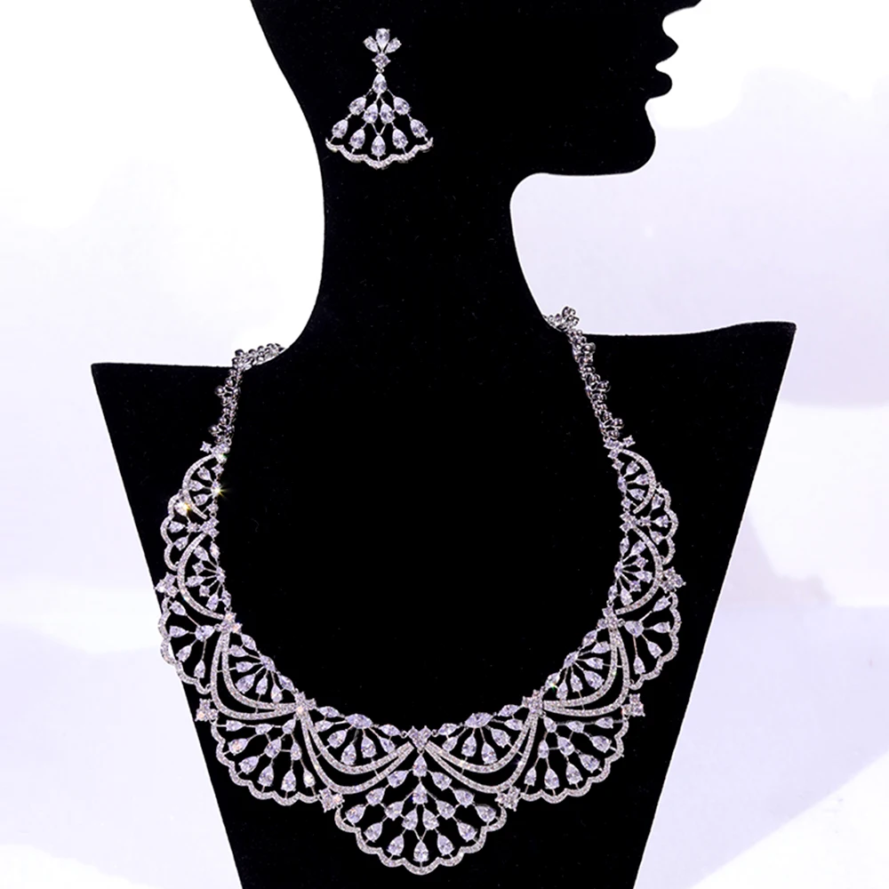 

ASNORA NEW Trendy 2PCS Necklace For Women Luxury Wedding Cubic Zircon CZ African Dubai Bridal Jewelry Set