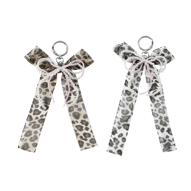 Y3NE Leopard Ribbon Keychain Charm for Everyday Carry and DIY Use