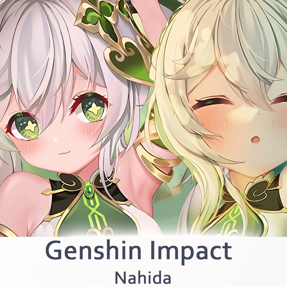 لعبة أنيمي Genshin غطاء وسادة تأثير ، Nahida تأثيري ، Dakimakura ، 2WAY Hing ، حالة الجسم ، وسادة أوتاكو