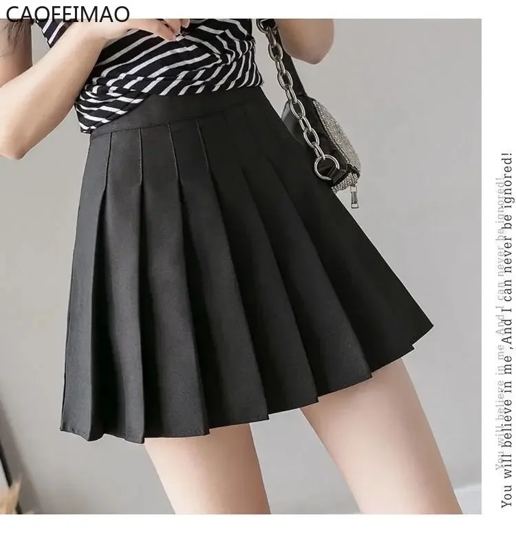 Women High Waist Pleated Skirt y2k Summer Casual Kawaii A-line Plaid black tennis Japanese School Uniform Mini Skirts for Girls