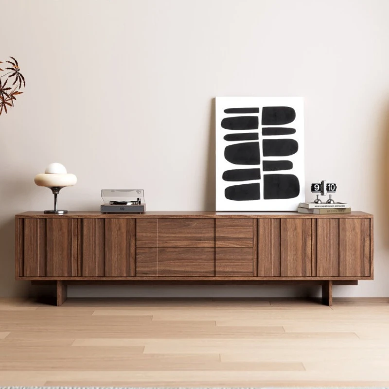 

living room TV cabinet wood mid-century retro style TV stand large capacity home meuble rangement chambre interior furniture