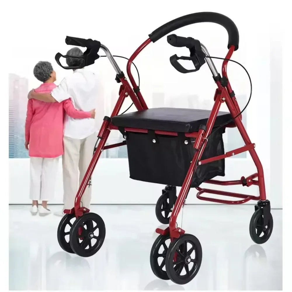 Elderly Trolley Walker Assisted Elderly Walking Walker Shopping Four Wheeled Trolley Seatable Walker