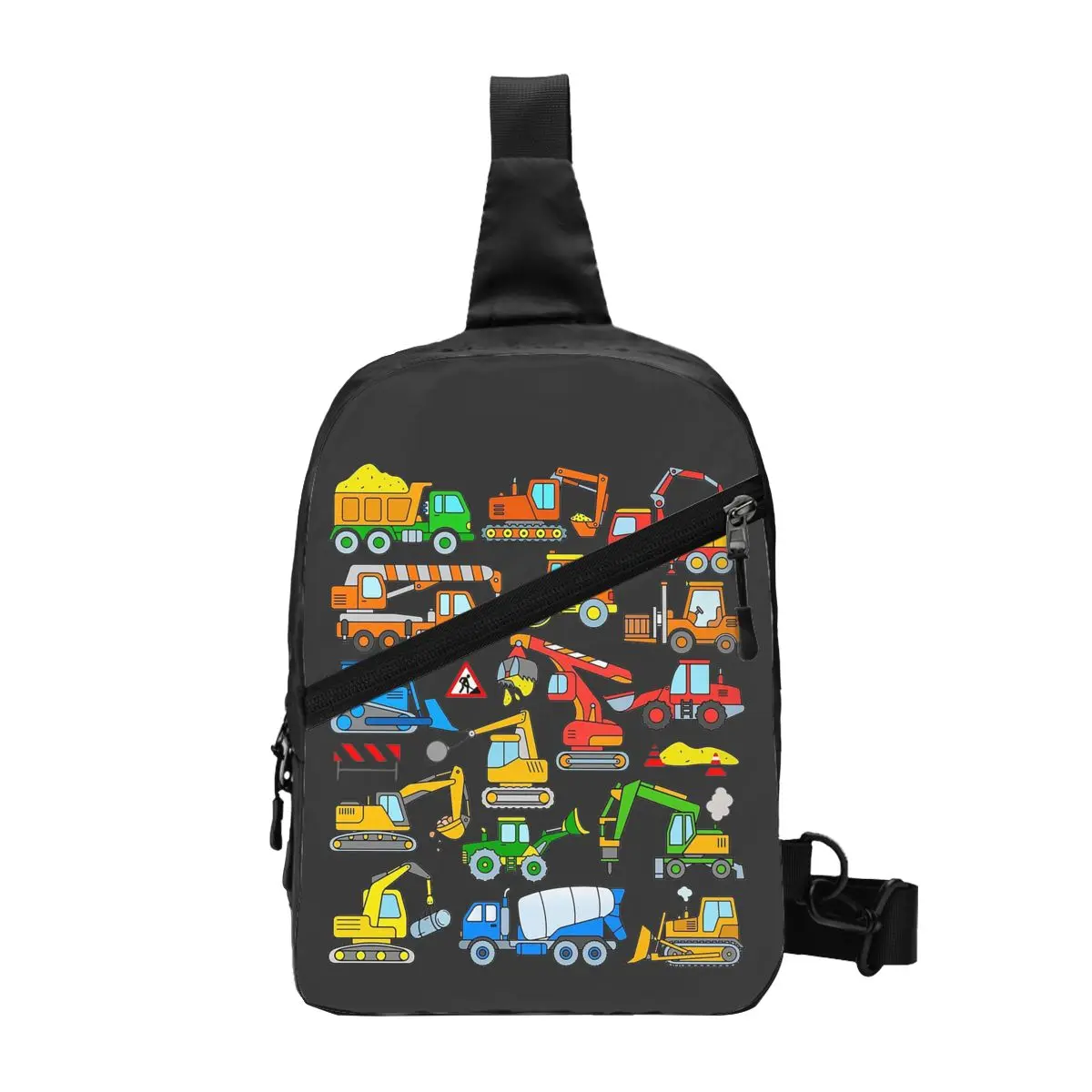 Excavator Design For Kids Chest Bag Men Sling Crossbody Backpack Chest Bag Travel Hiking Daypack Shoulder Bag