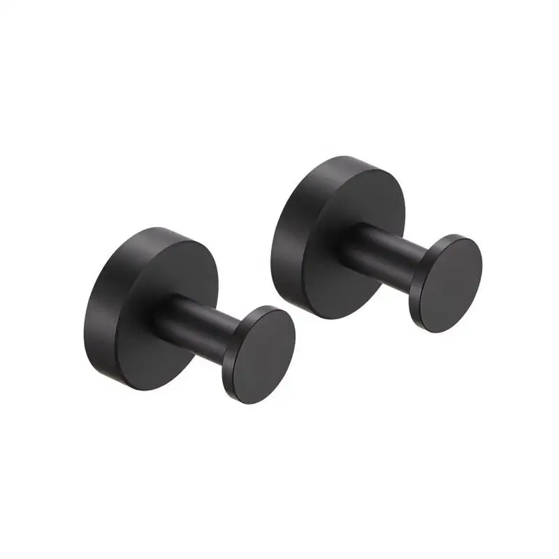 خطاف منشفة بقاعدة مستديرة باللون الأسود غير اللامع، عبوتان، للمدخل، وخزانة الأحذية، وخزانة الملابس، وأجهزة أثاث الحمام وغرفة النوم،