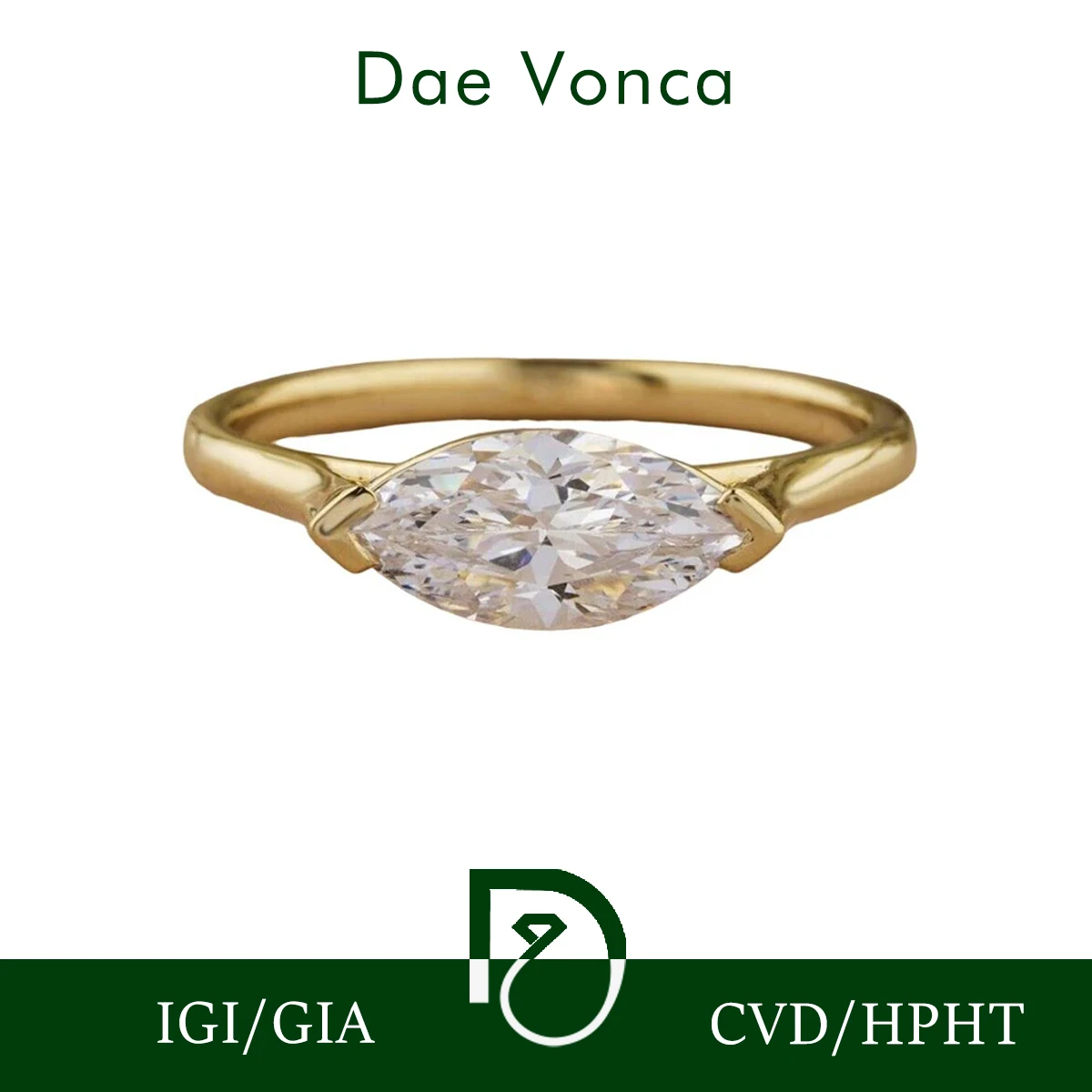 

2.5CT Marquise Cut Diamond Rings 14K Yellow Gold East-West Solitaire Marquise Cut Lab Grown Diamond Engagement Rings