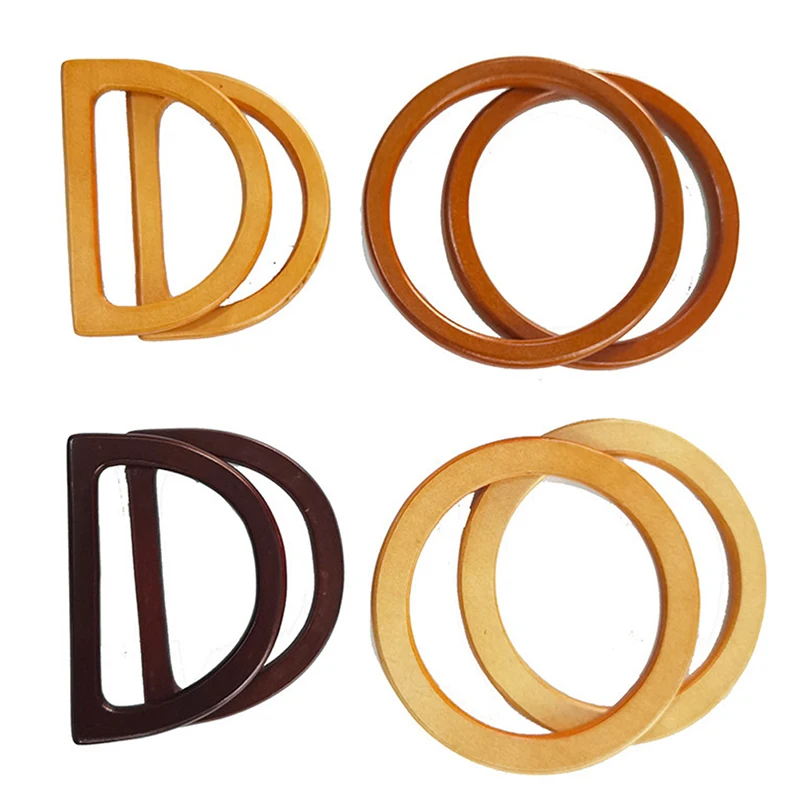 Solid Wood Handle Replacement DIY Handmade Bag Woven Bag Purse Handbag Bag Handles Ring Portable Bag DIY Bag Parts Accessories